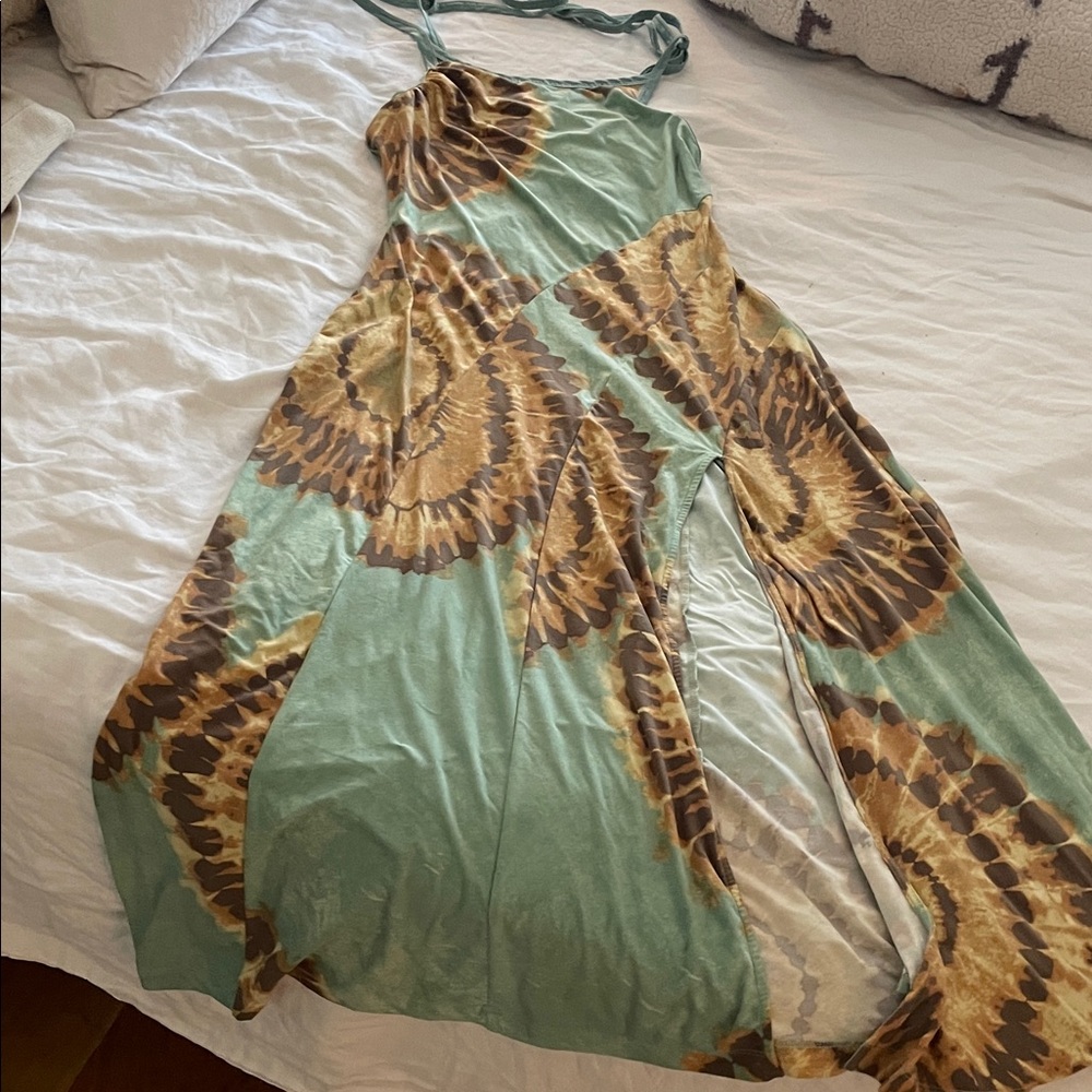 Free People Green and Brown Maxi Dress